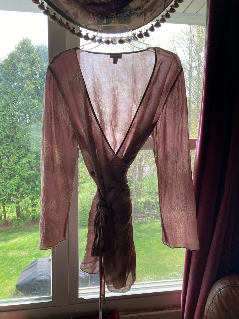 J. Jill Sheer Mauve Sheer Wrap with Tie Waist Top